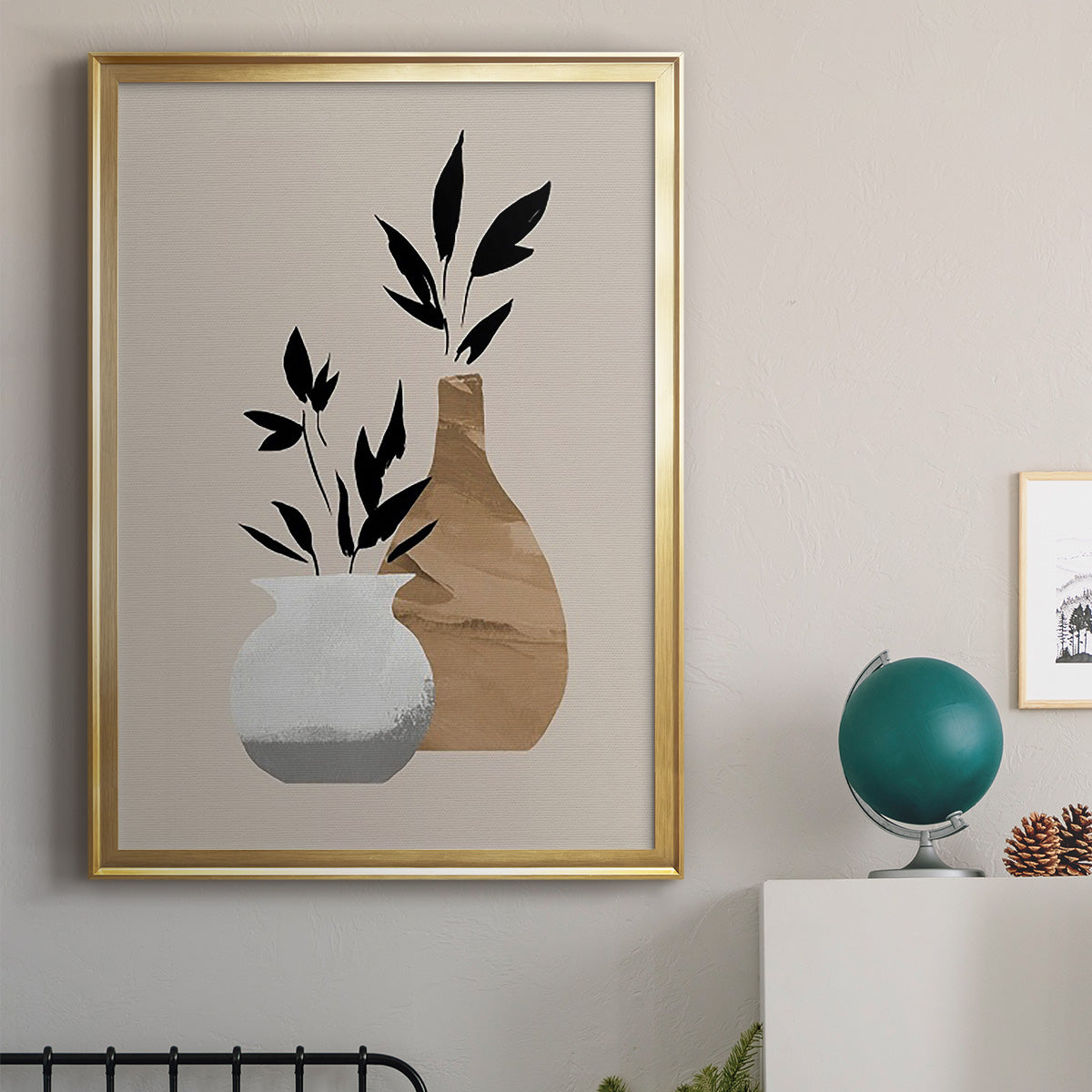 Simple Bud Vases I - Modern Framed Canvas Print