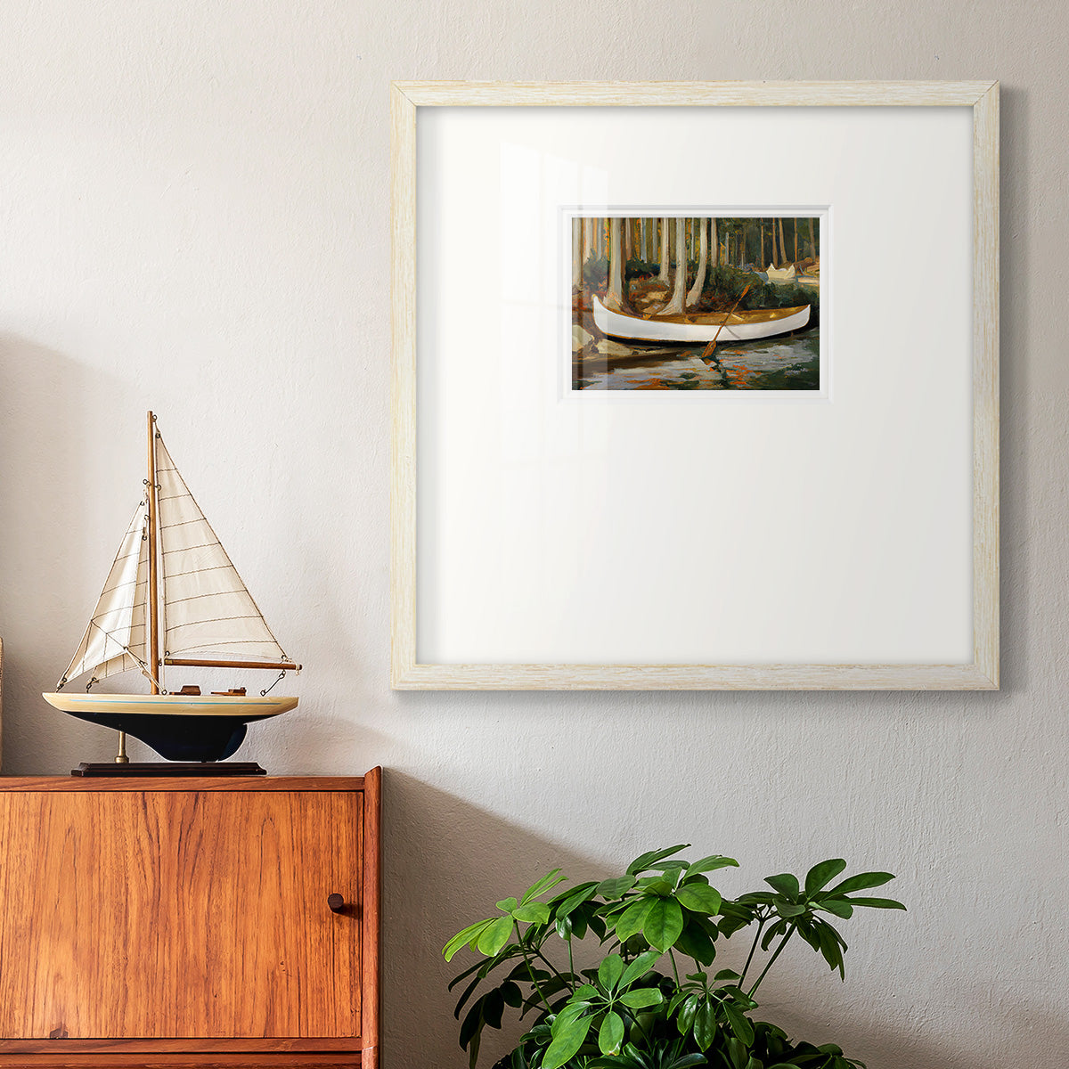 Golden Canoe Premium Framed Print Double Matboard