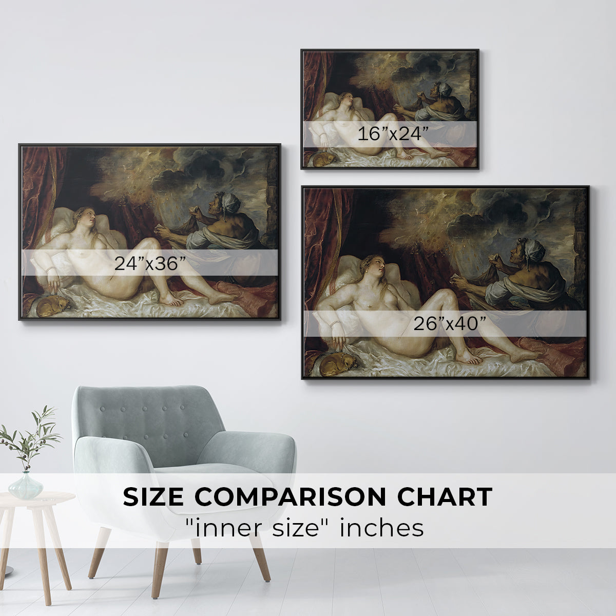 Danaë, c. 1560-1565 - Floater Framed Canvas Print