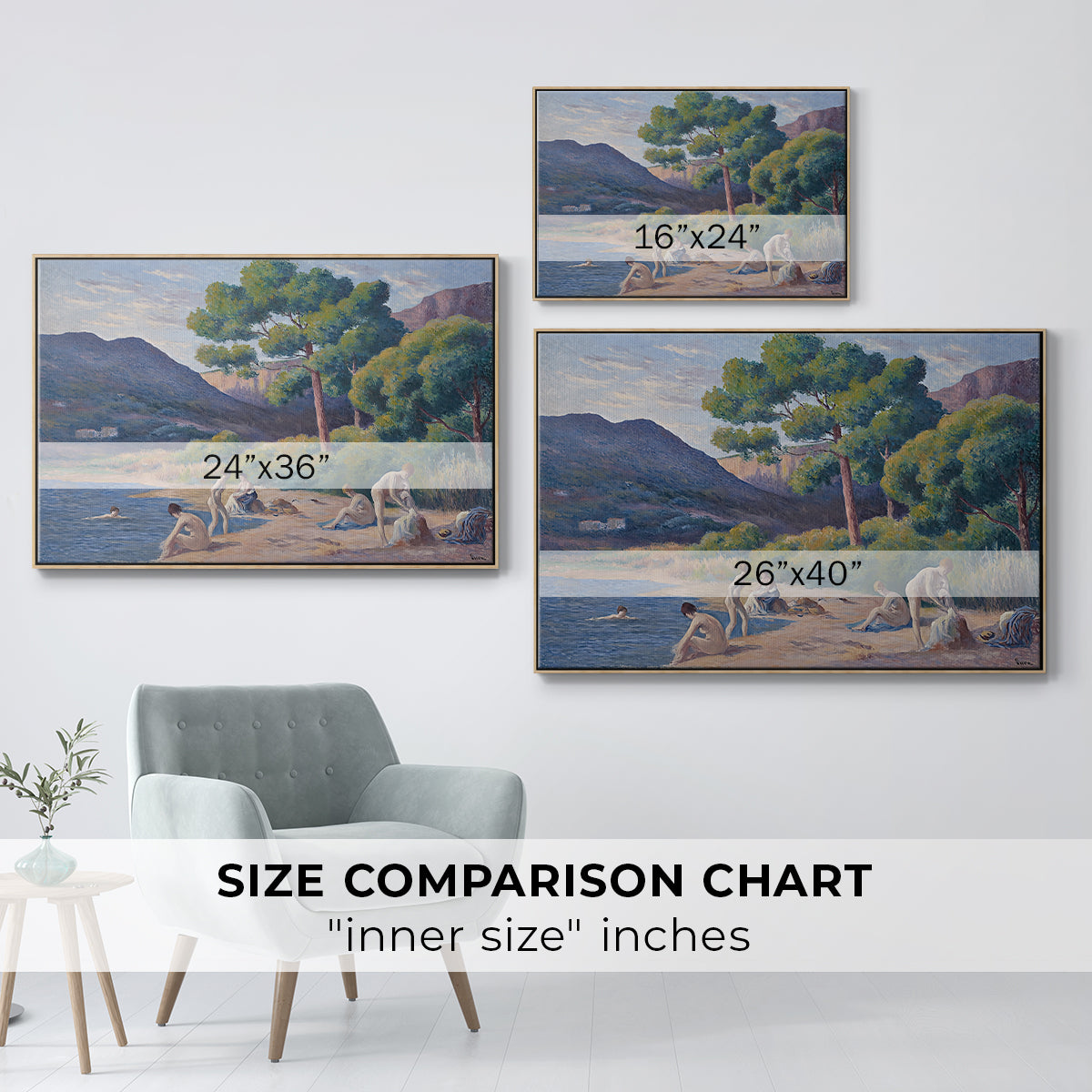 Bathers in Saint-Tropez, c. 1909 - Floater Framed Canvas Print