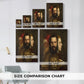 Size comparison chart for canvas art prints, showing multiple size options.