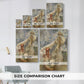 Size comparison chart for canvas art prints, showing multiple size options.