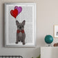 French Bulldog and Balloons - Modern Framed Canvas Print