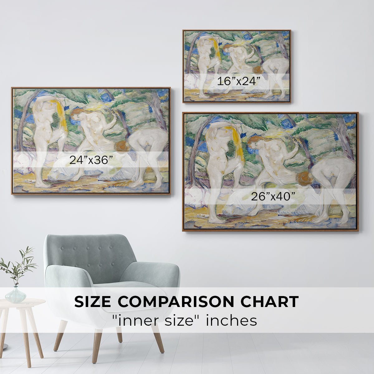 Bathing Women, 1910 - Floater Framed Canvas Print