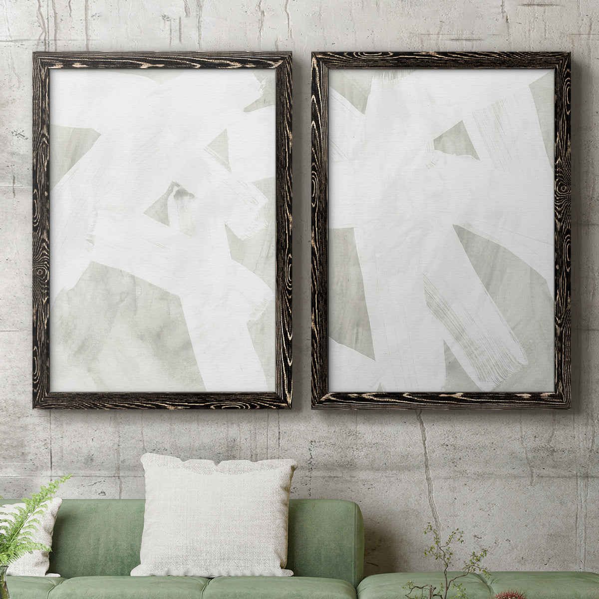 Stone Brush I - Premium Framed Canvas 2 Piece Set - Ready to Hang