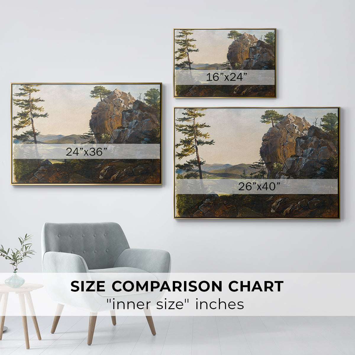 Landscape with the Balbersteine near Miesenbach, 1839 - Floater Framed Canvas Print