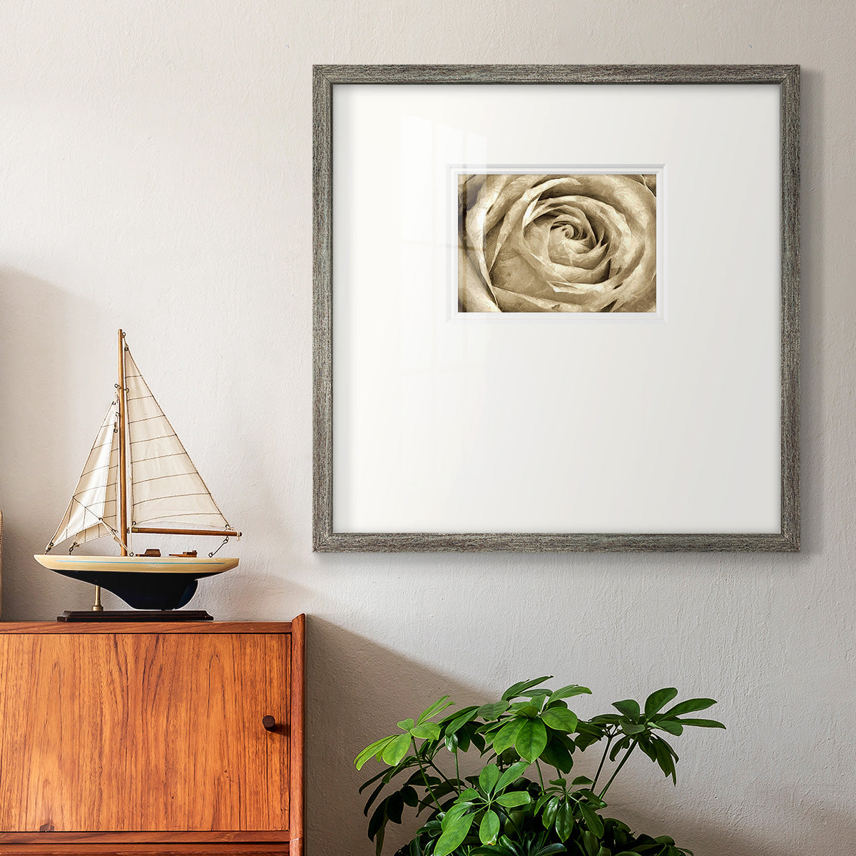 Neutral Wall Flower IV Premium Framed Print Double Matboard