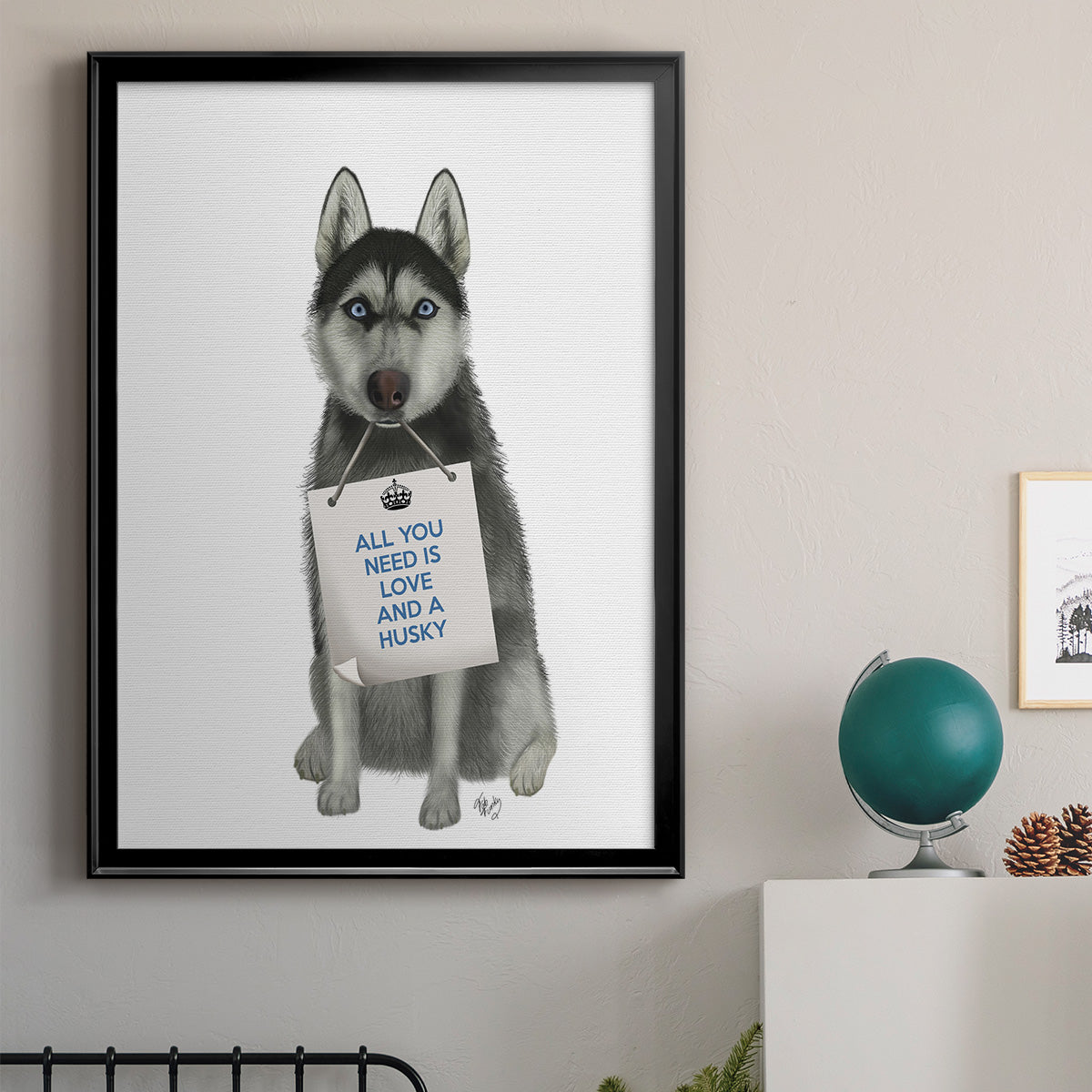 Love and Husky - Modern Framed Canvas Print