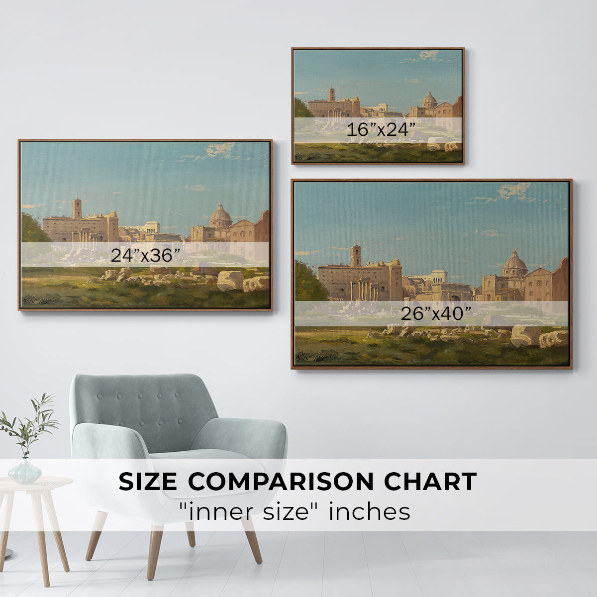 The Roman Forum, c. 1860 - Floater Framed Canvas Print