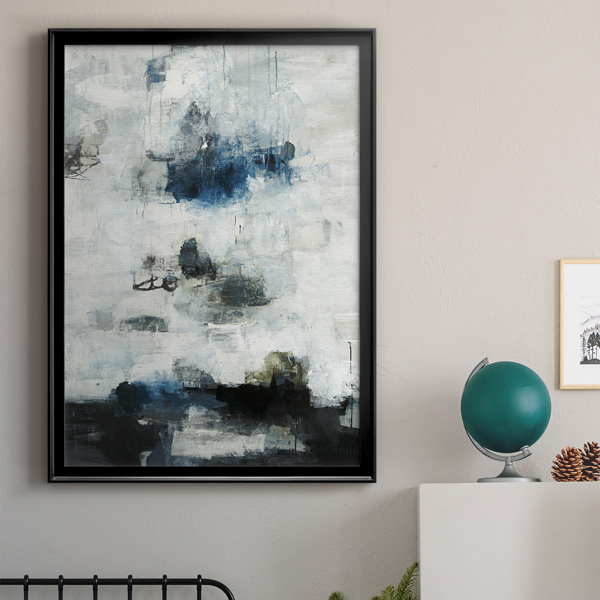 Black & Blue - Modern Framed Canvas Print