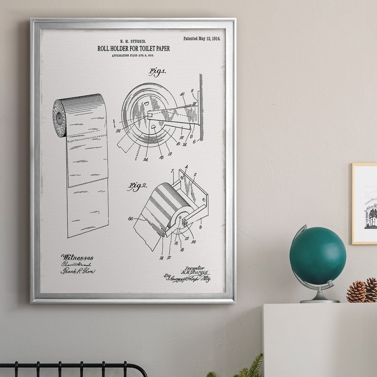 Toilet Paper Patent III - Modern Framed Canvas Print