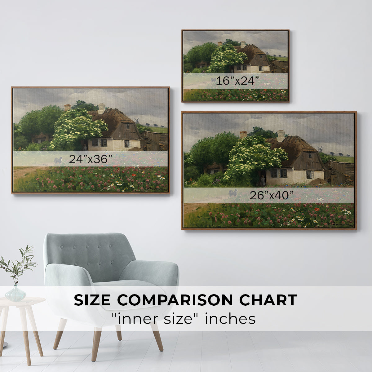 Farmhouse with Meadow Flowers, 1909 - Floater Framed Canvas Print