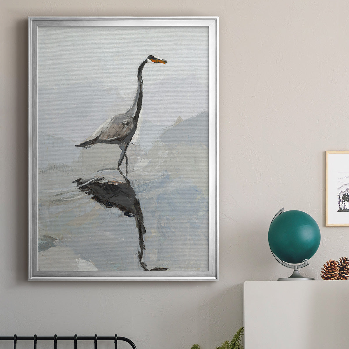 Heron - Modern Framed Canvas Print