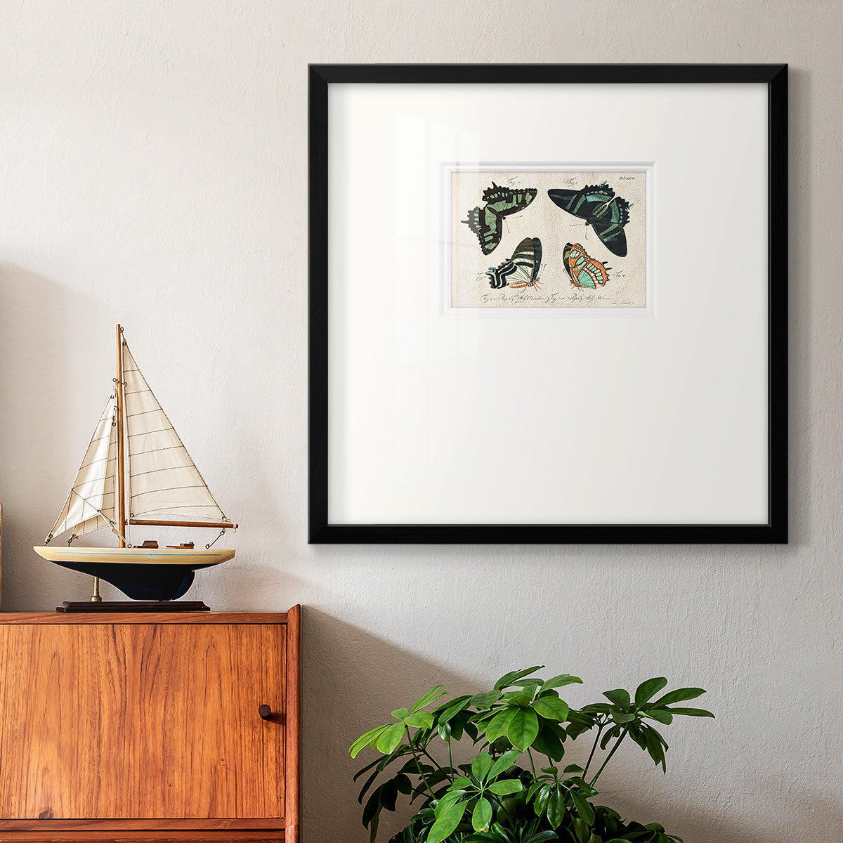 Crackled Butterflies III Premium Framed Print Double Matboard