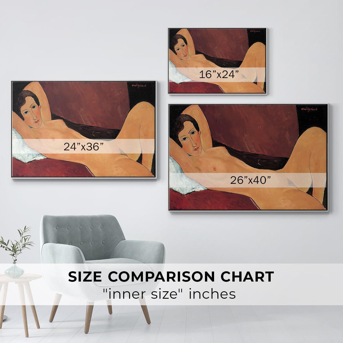 Reclining Nude (Nu couché), 1917 - Floater Framed Canvas Print