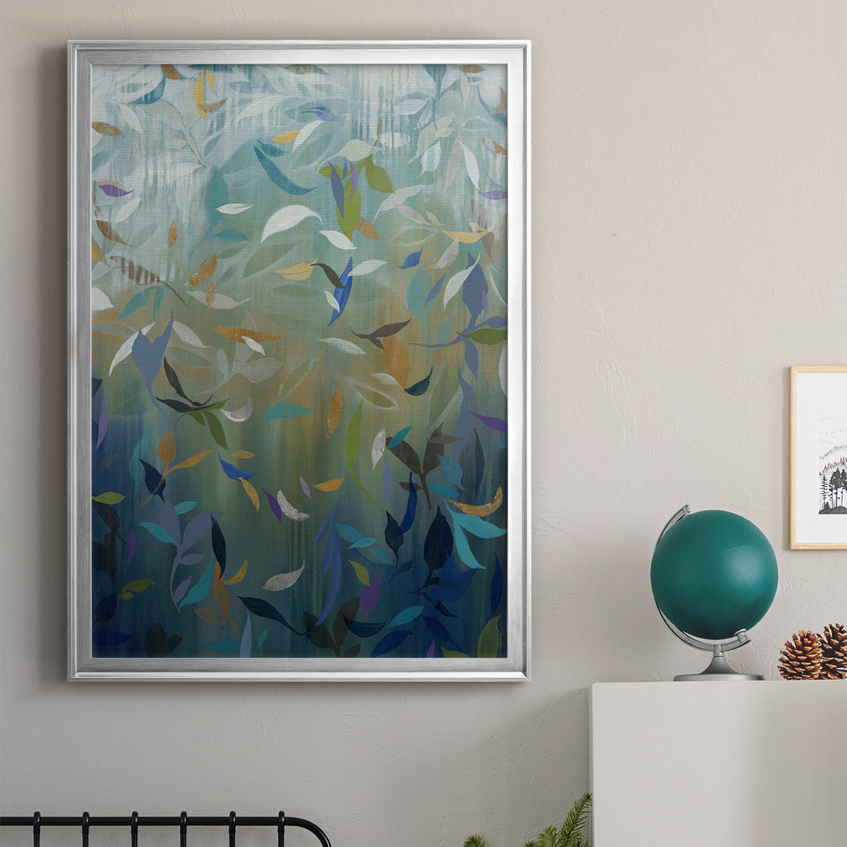 Falling Leaves - Modern Framed Canvas Print