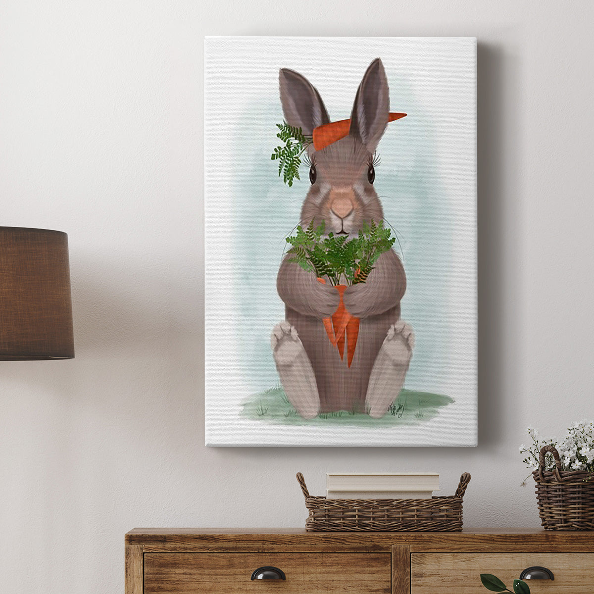 Rabbit Carrot Hug Premium Gallery Wrapped Canvas - Ready to Hang