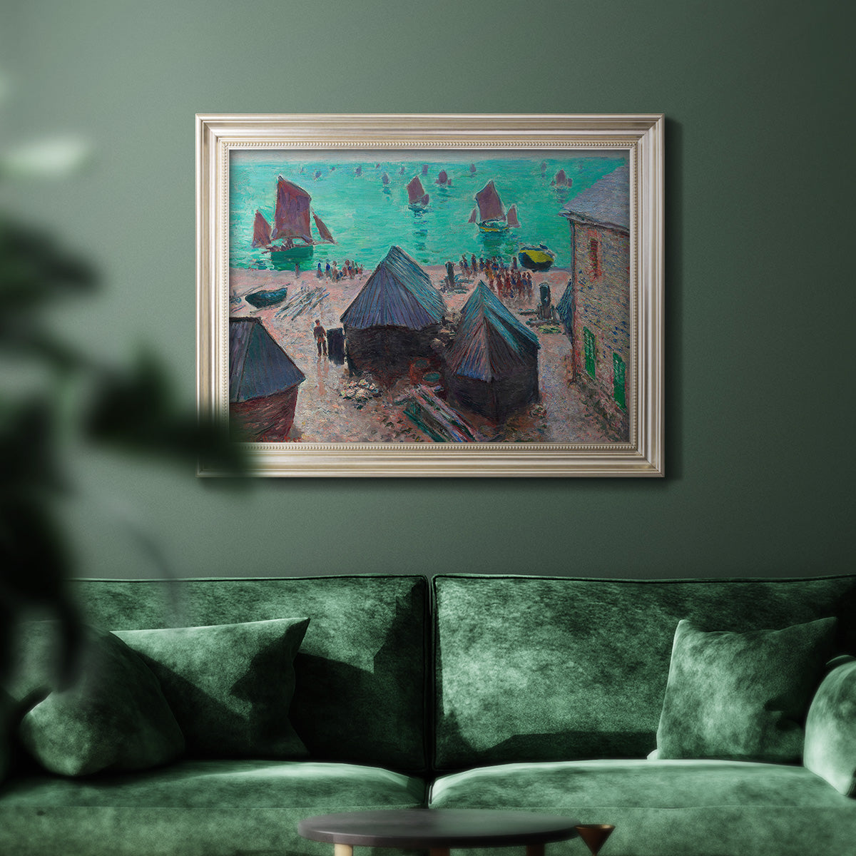 The Departure of the Boats Etretat - Ornate Framed Canvas Print