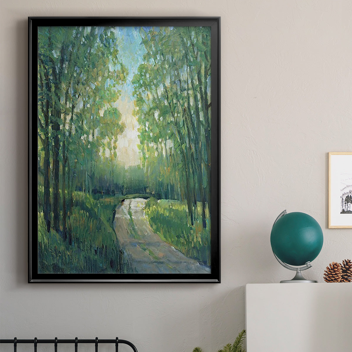 Golden Light Pathways II - Modern Framed Canvas Print