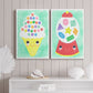 Ice Cream Alphabet Premium Gallery Wrapped Canvas - Ready to Hang - Set of 2 - 8 x 12 Each