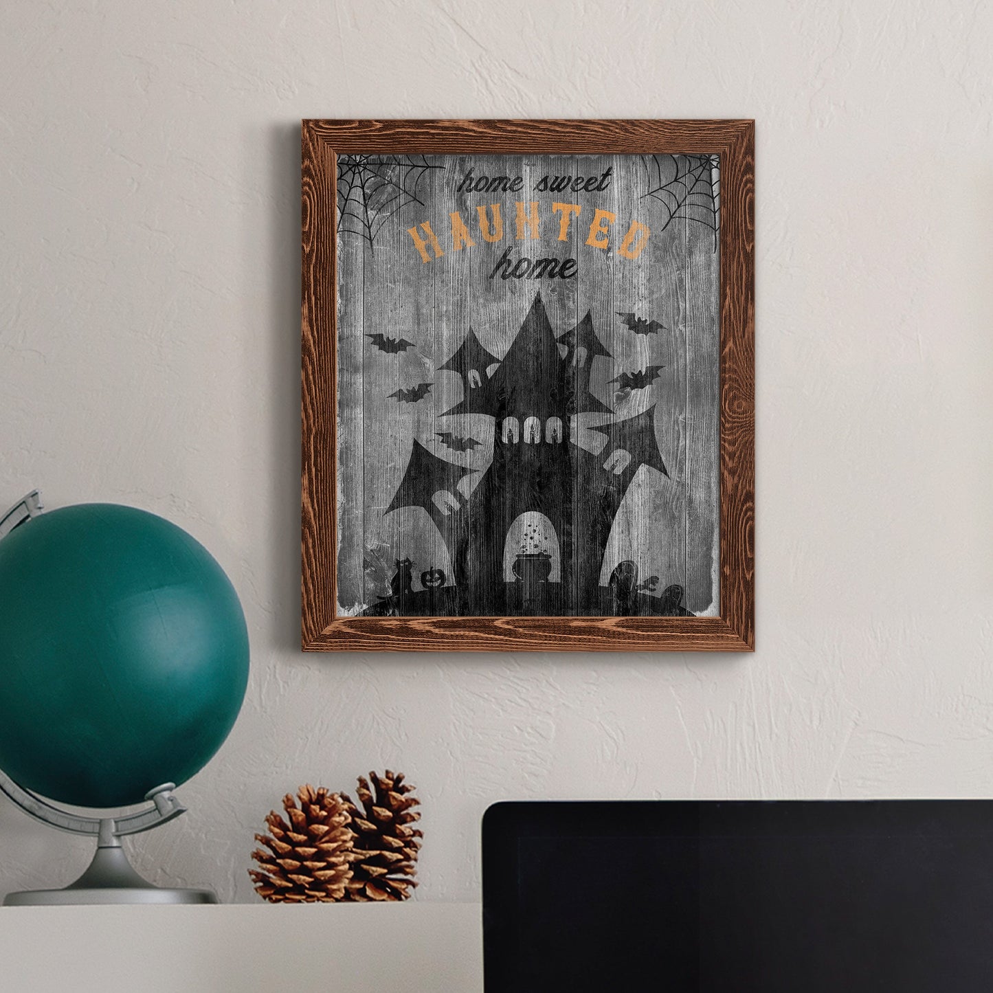 Haunted House - Premium Canvas Framed in Barnwood - Ready to Hang