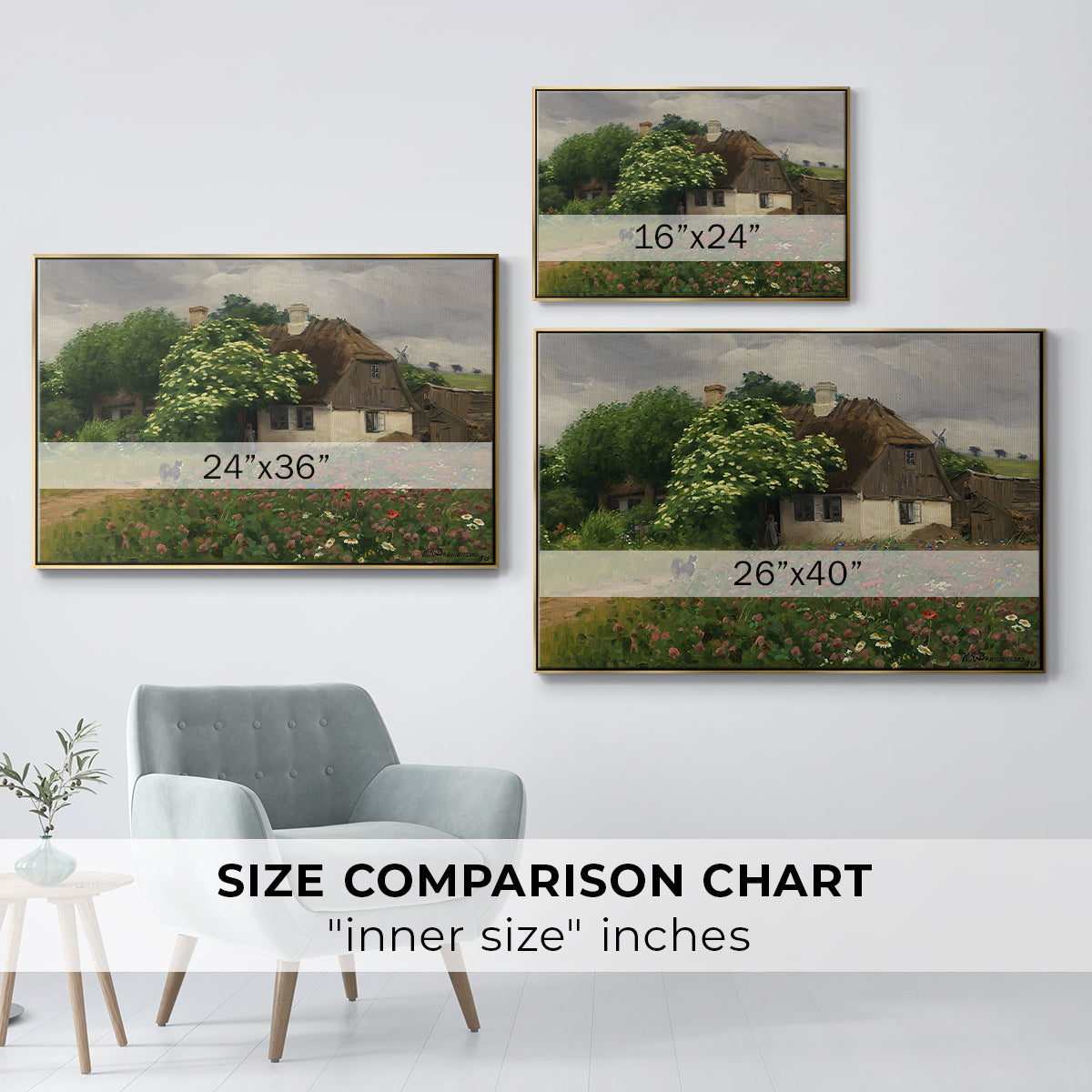 Farmhouse with Meadow Flowers, 1909 - Floater Framed Canvas Print