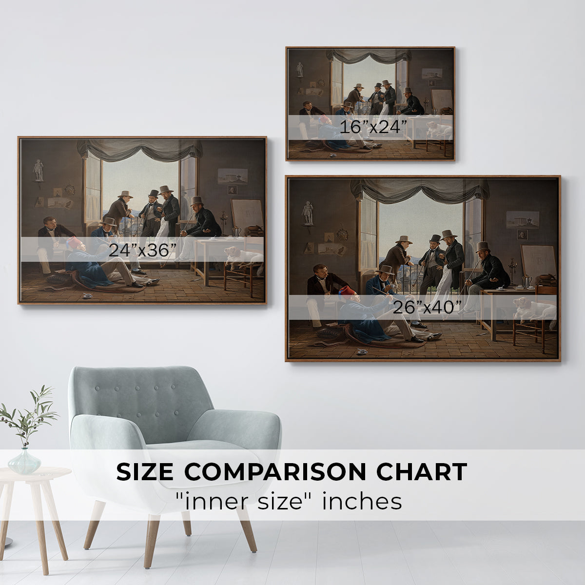 A Group of Danish Artists in Rome, 1837 - Floater Framed Canvas Print