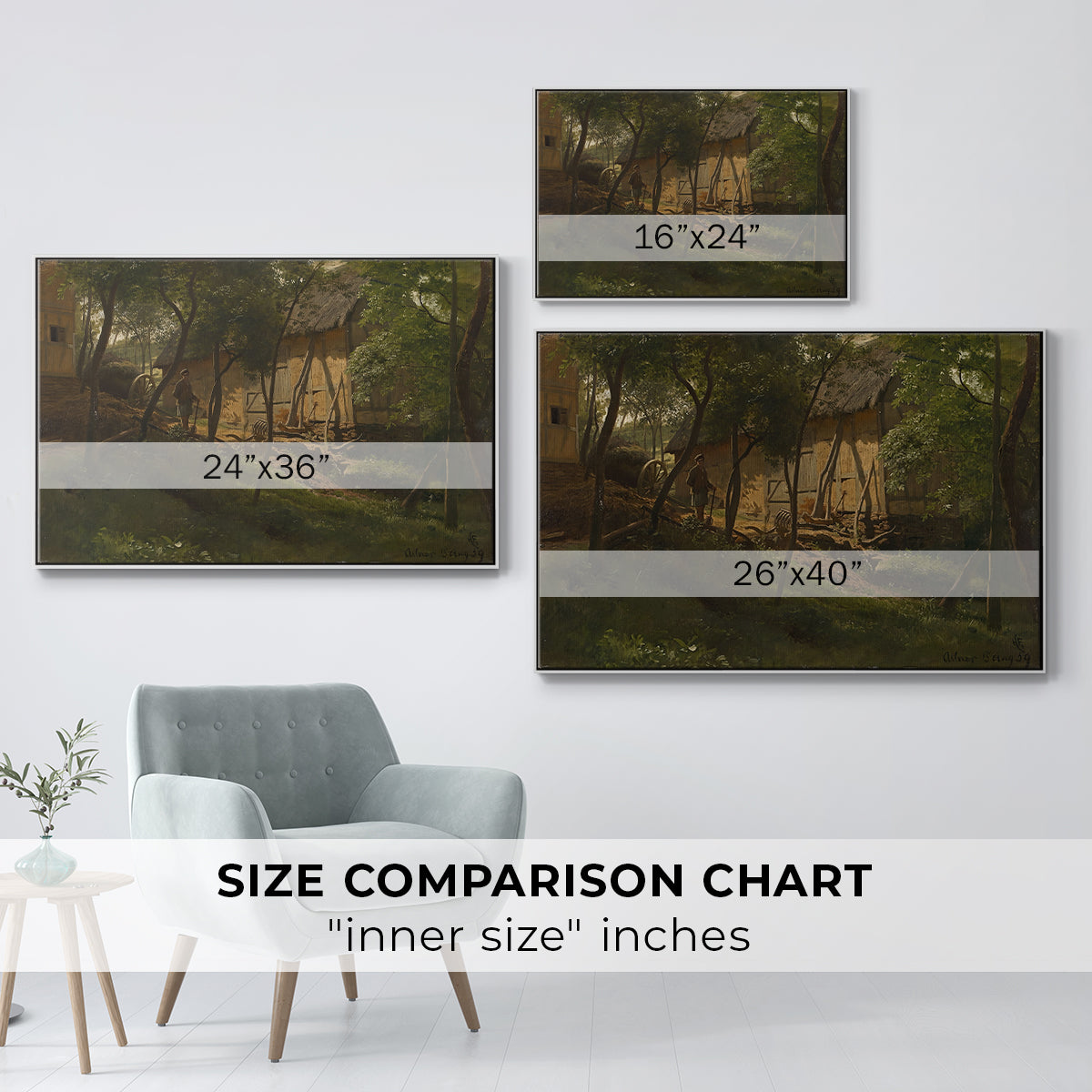 German Farm, 1859 - Floater Framed Canvas Print