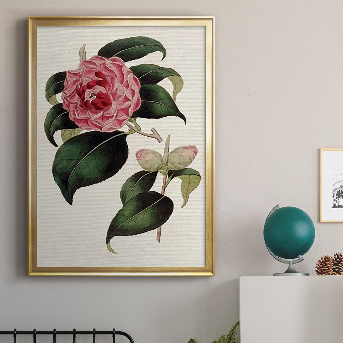 Pink Floral Mix III - Modern Framed Canvas Print