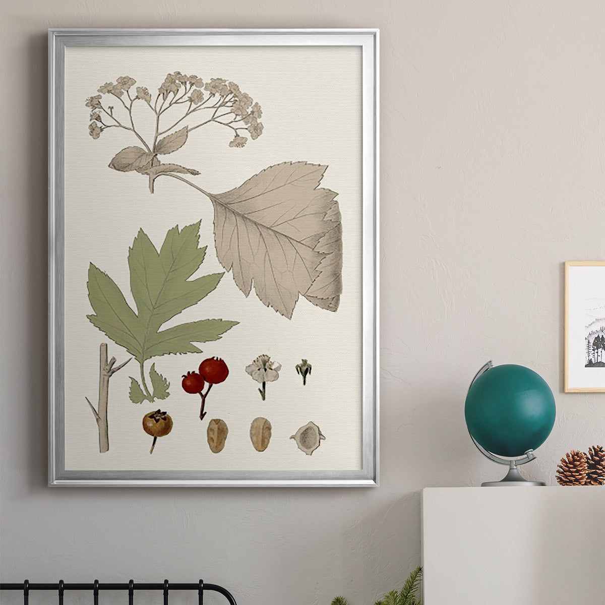 Leaves & Berries II - Modern Framed Canvas Print