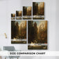 Size comparison chart for canvas art prints, showing multiple size options.