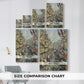 Size comparison chart for canvas art prints, showing multiple size options.
