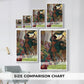 Size comparison chart for canvas art prints, showing multiple size options.