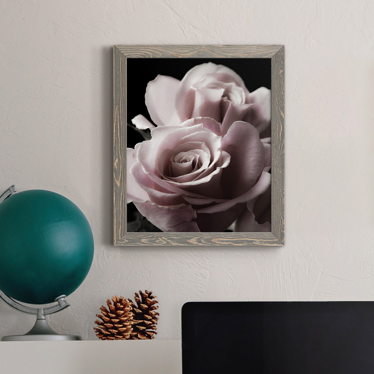 Rose Noir II - Premium Canvas Framed in Barnwood - Ready to Hang