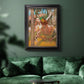 Impressionist ballet dancer composition by Edgar Degas in an ornate black frame with gilded inner detail displayed in a dark-toned interior setting.