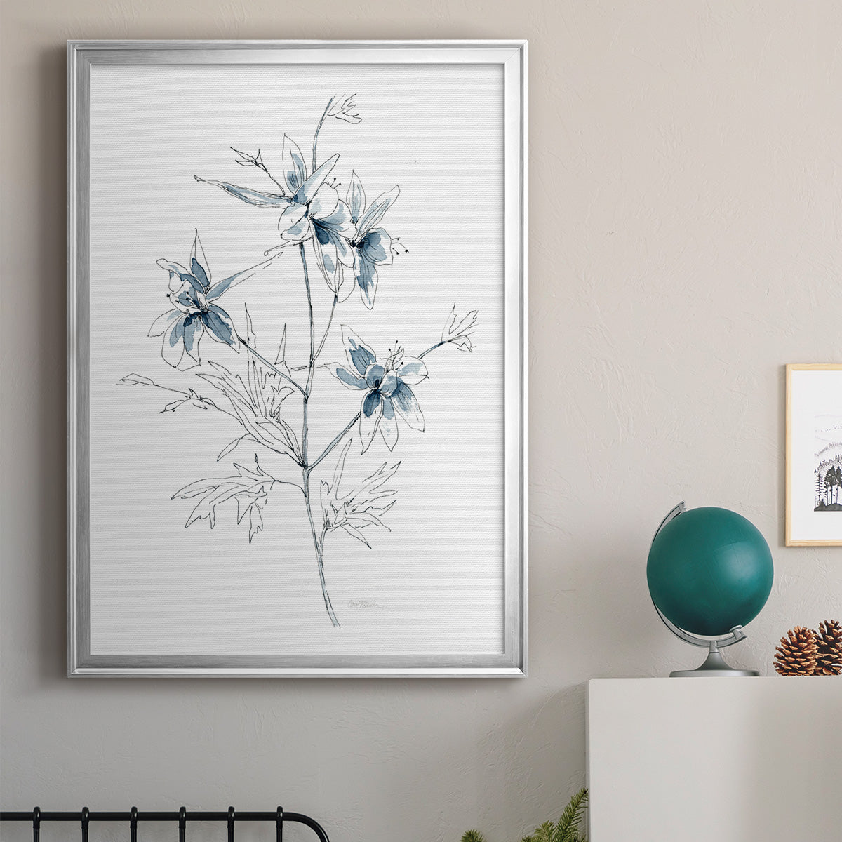 Indigo Sketch II - Modern Framed Canvas Print