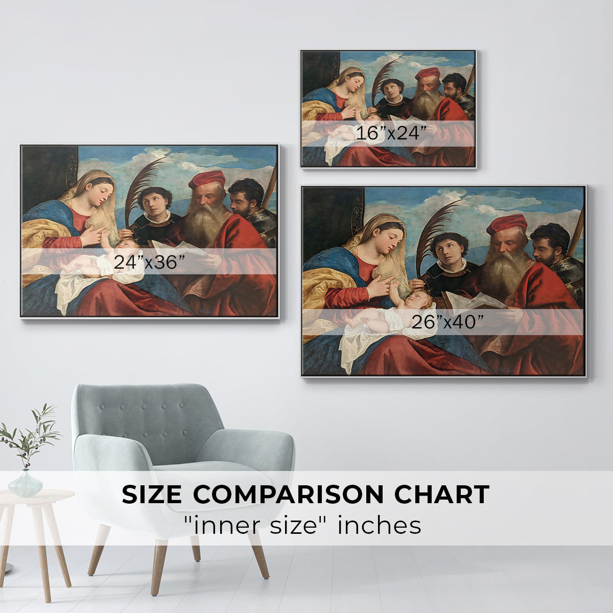 Mary and Child with Saints Stephen, Jerome and Maurice, c. 1510 - Floater Framed Canvas Print