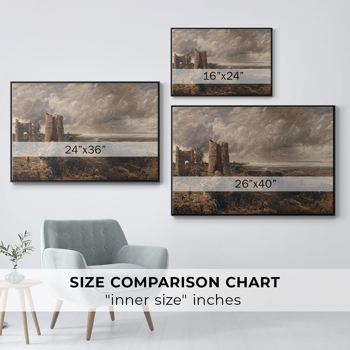 Hadleigh Castle, Mouth of Thames, c. 1829 - Floater Framed Canvas Print