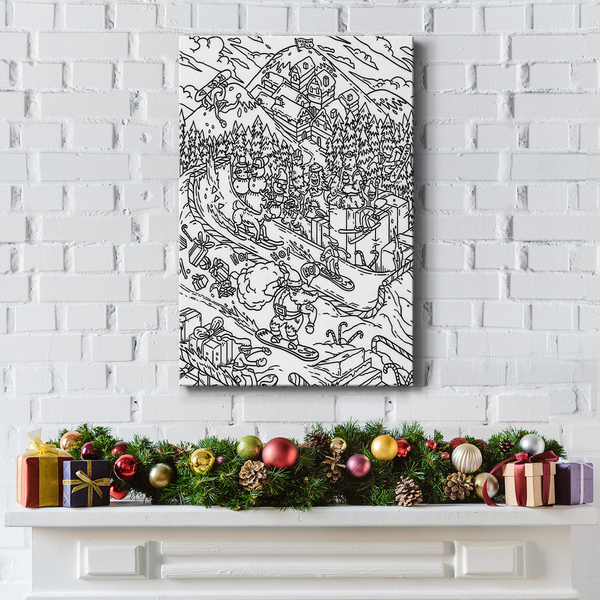 Snowboard Santa - Gallery Wrapped Canvas