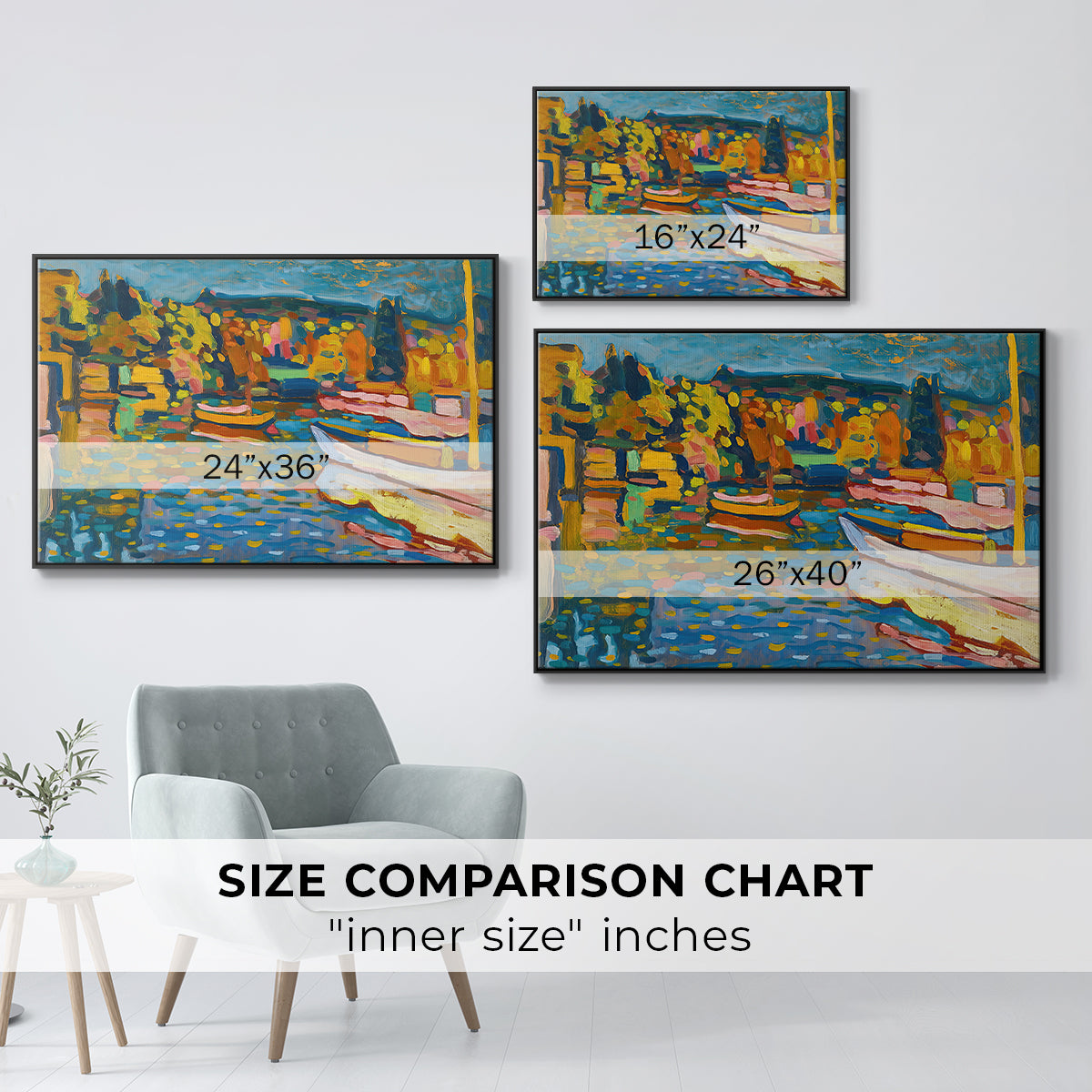 Study for Autumn Landscape with Boats, 1908 - Floater Framed Canvas Print