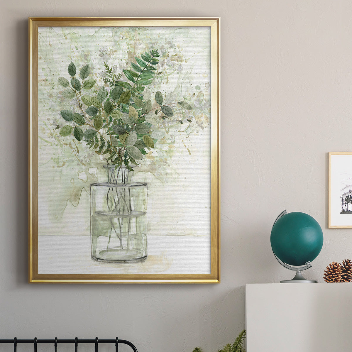 Delicate Greenery I - Modern Framed Canvas Print