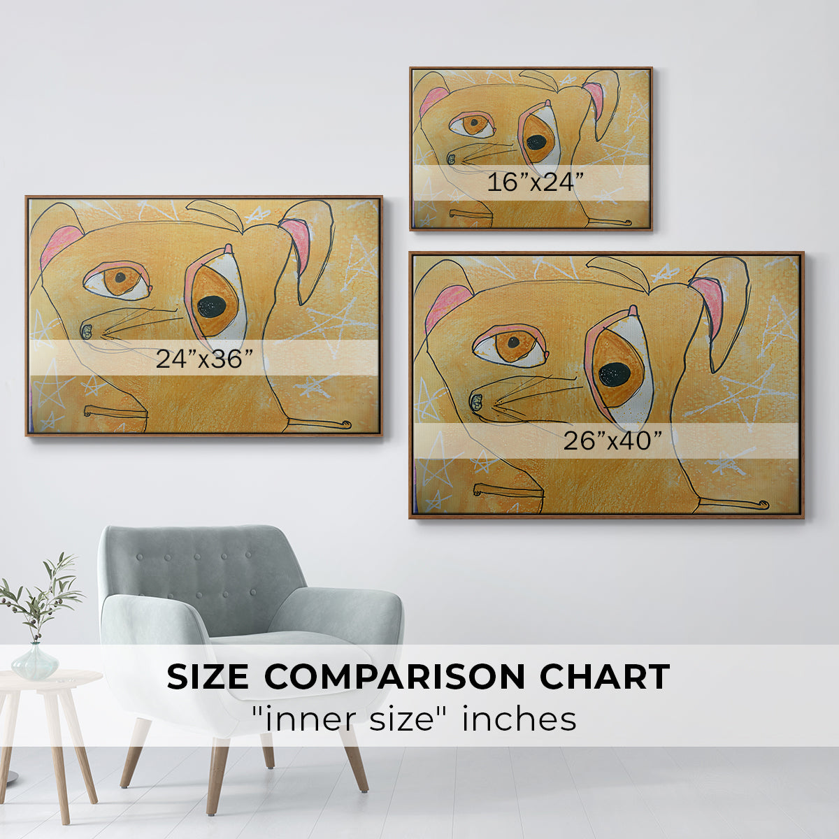 Cubist Dog with Stars (Student Art) - Floater Framed Canvas Print