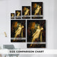 Size comparison chart for canvas art prints, showing multiple size options.