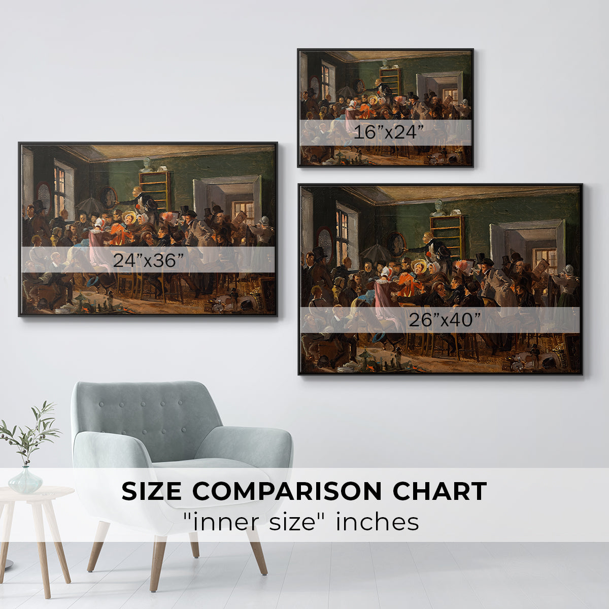 An Auction Scene, 1835 - Floater Framed Canvas Print