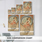 Size comparison chart for canvas art prints, showing multiple size options.