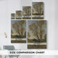 Size comparison chart for canvas art prints, showing multiple size options.