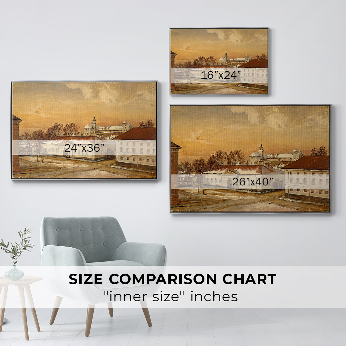 The Riding School at Akershus Castle, 1846 - Floater Framed Canvas Print