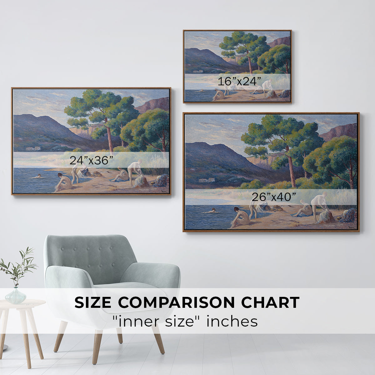 Bathers in Saint-Tropez, c. 1909 - Floater Framed Canvas Print