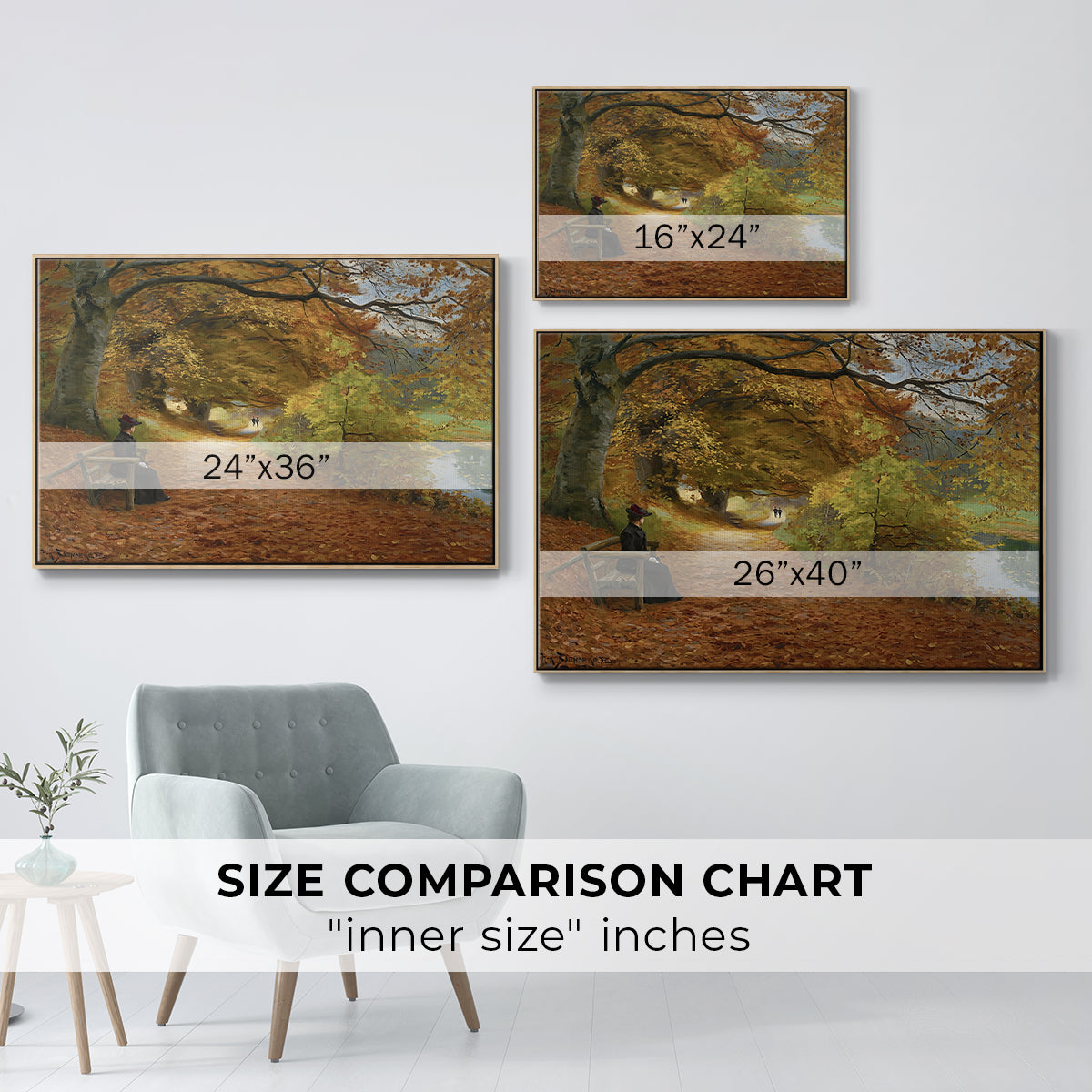 A Wooded Path in Autumn, 1902 - Floater Framed Canvas Print