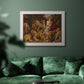 Dramatic biblical painting of Daniel with lions by Peter Paul Rubens in an ornate weathered white frame displayed in a dark-toned interior setting.